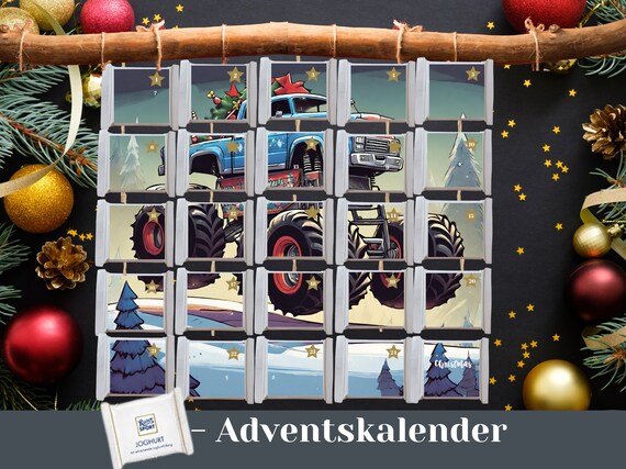 Advent calendar monster truck, Advent calendar to fill, chocolate filling,  Advent calendar for children, boys, adults, DIY, download 10