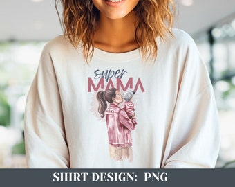 Sweatshirt Mutter Sohn Shirt Mama Kind Design Geschenk Mutter Supermama Plotterdatei Cricut Silhouette Datei Grafik, PNG, DIY 06