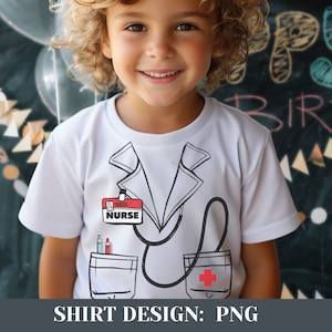 Krankenschwester Geburtstag Krankenhaus Arzt Kostüm Mädchen Junge Matching Shirt Kostümparty Mottoparty Babyshower Bügelfolie Bügelbild PNG