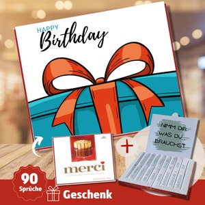 Birthday gift gift for him her girlfriend colleague educator teacher boss neighbor 90 MERCI banderole sticker chocolate 09