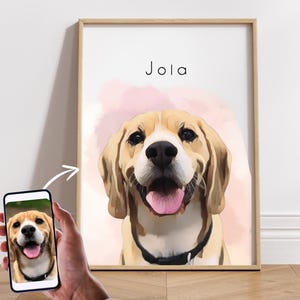 Portrait from photo dog cartoon portrait individual portrait dog lover gift dog owner portrait pet illustration photo poster