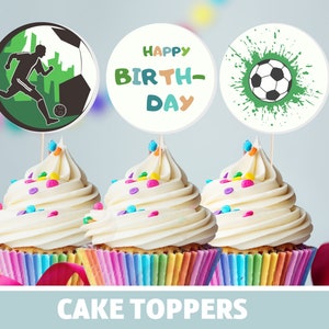 Cake Topper Birthday Muffin Cupcakes Cake Birthday Boy Football Children&#39;s Birthday Table Decoration Football Decoration Birthday Cake Football