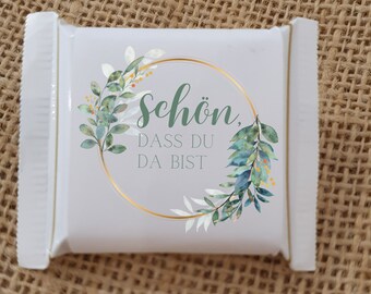 Ritter Sport Mini Banderolen schön dass du da bist Geschenk Gastgeschenk Geburtstag Hochzeit Tischdeko Give away Schokolade personalisiert 2