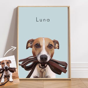 Portrait from photo dog cartoon portrait individual portrait dog lover gift dog owner portrait pet illustration photo poster
