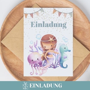 Einladung Geburtstagparty Mädchen Geburtstagseinladung Meerjungfrau Einladung Kindergeburtstag Meerjungfrau Einladung Meerjungfraugeburtstag