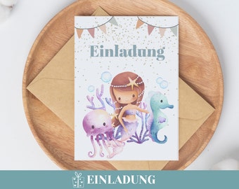 Uitnodiging verjaardagsfeestje meisje verjaardag uitnodiging zeemeermin uitnodiging kinderverjaardag zeemeermin uitnodiging zeemeermin verjaardag