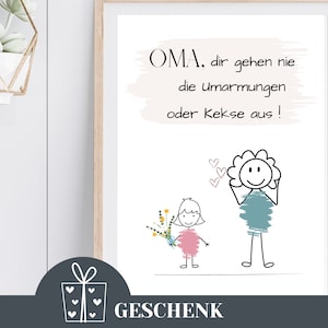 Fingerabdruck Geschenk Oma Geburtstagsgeschenk Dankeschön Großeltern Bastelvorlage Kinder Kleine Aufmerksamkeit DIY Last Minute Download PDF
