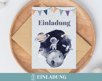 Invitation Birthday Party Boy Birthday Invitation Astronaut Invitation Children's Birthday Astronaut Invitation Space Birthday Space Party