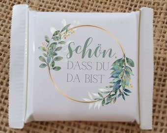 Ritter Sport Mini Banderolen schön dass du da bist Geschenk Gastgeschenk Geburtstag Hochzeit Tischdeko Give away Schokolade personalisiert 2