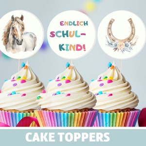 Cake Topper Back to School Muffin Cupcakes Cake School Enrollment Girl School Cone Horses 1st Day of School Class Table Decoration 2025 School Child Gift Decoration