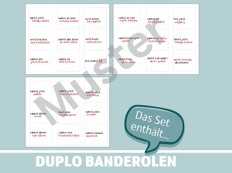 personalisiertes Geschenk 18 Geburtstag Junge Mädchen Freund Tochter Sohn Duplo Banderole endlich 18 Geburtstagsgeschenk DIY Völljährig, ideal auch zu kombinieren für Geldgeschenke zum 18. Geburtstag
