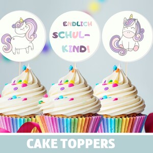 Cake Topper Back to School Muffin Cupcakes Cake School Enrollment Girl Unicorn 1st Day of School Class Table Decoration School Cone Schoolchild 2025 Cupcake