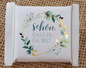 Ritter Sport Mini Banderolen schön dass du da bist Geschenk Gastgeschenk Geburtstag Hochzeit Jugendweihe Taufe Kommunion Tischdeko Giveaway