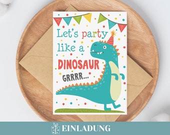 Einladung Geburtstagparty Junge Geburtstagseinladung Dinosaurier Einladung Kindergeburtstag Dino Einladung Traktorgeburtstag T-Rex Party