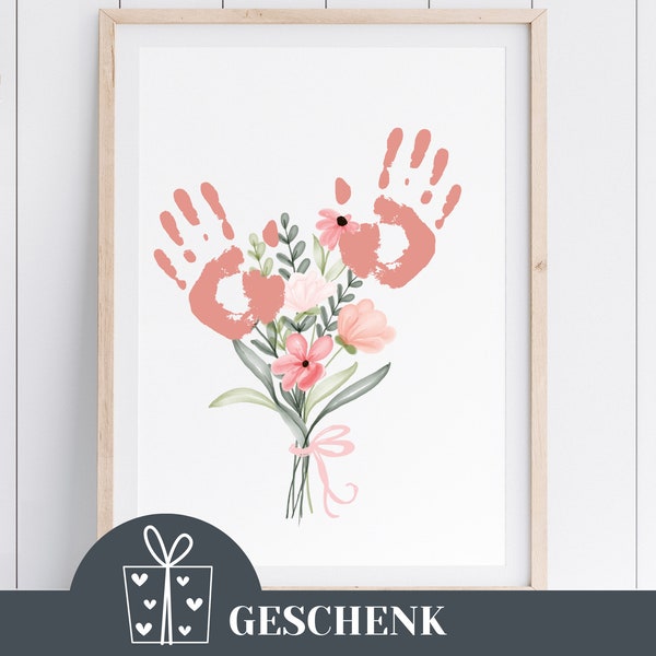 Handprint picture last minute gift birthday grandma grandpa mother godmother uncle daycare kindergarten finger paint teacher painting crafts 07