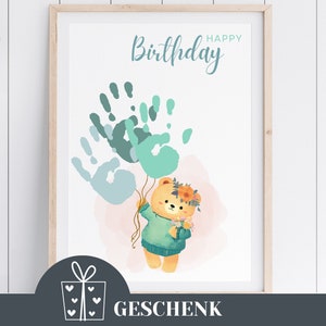 Imagen de la huella de la mano regalo de último minuto cumpleaños abuela abuelo madre madrina tío guardería jardín de infantes pintura con los dedos maestro pintura manualidades 16
