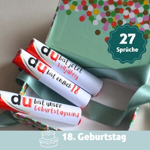personalisiertes Geschenk 18 Geburtstag Junge Mädchen Freund Tochter Sohn Duplo Banderole endlich 18 Geburtstagsgeschenk DIY Völljährig, ideal auch zu kombinieren für Geldgeschenke zum 18. Geburtstag