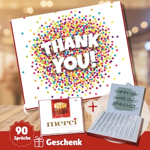 Dankeschön Geschenk für sie ihn Lehrerin Erzieherin Kita Kindergarten Grußkarte 90 MERCI Banderolen Aufkleber personalisiertes Geschenk 04