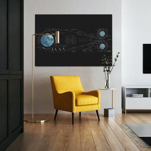 Plan de vol de la NASA pour la mission Apollo 11, trajectoire de vol de la mission lunaire, atterrissage sur la lune, impression spatiale de la NASA / impression haute qualité sur toile et poster