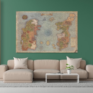 World of Warcraft, carte détaillée, carte du monde, dessus de table, WOTLK, Wrath of the LichKing, Azeroth / toile et affiche haute qualité impression premium