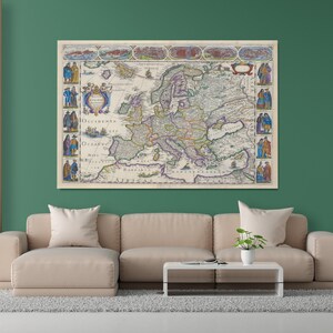Jan Jansson - Nova Europae Descriptio Auctore I. Hondio (c. 1638), Mapa antiguo, Mapa de Europa/Lienzo y póster Impresión premium de alta calidad