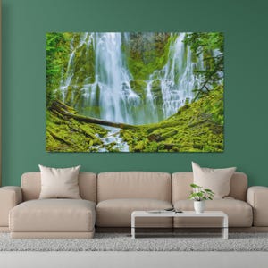 Diseño de arte mural con cascada en el bosque en un río, arte natural, lienzo con cascada, arte forestal/lienzo y póster, impresión premium de alta calidad