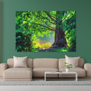 Diseño de arte de pared con árboles de bosque natural, arte de pared de naturaleza, impresión de arte de árboles / lienzo y póster Impresión premium de alta calidad