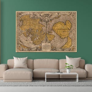 Oronce Finé - 1531 carte du monde, carte d'Oronteus, carte du monde vintage, impression de carte rétro / toile et poster haute qualité impression premium