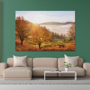 Arte de pared de temporada de otoño, arte de pared de naturaleza, decoración de pared de otoño, hermoso paisaje / lienzo y póster, impresión premium de alta calidad