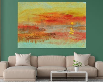 J. M. W. TURNER- The Scarlet Sunset (c.1830–40) Romanticism Classic Art / Canvas and Poster High Quality Premium Print