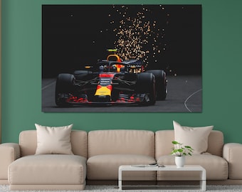 Formula 1 Wall Print, Red Bull F1 Wall Art, Max Verstappen, Red Bull Formula 1 / Canvas and Poster High Quality Premium Print