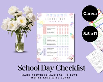 Checkliste für den Schultag für Kinder | Morgen-Routine Diagramm (druckbar)