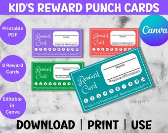 Kid's Reward Lochkarten: Behaviour & Chore Bucks (druckbare PDF)