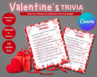 Valentinstag Quiz-Spiel: Party-Spass zum Ausdrucken (editierbar in Canva)