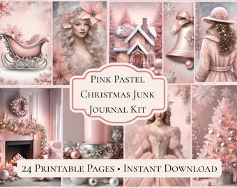 Rosa Weihnachten Junk Journal Kit | Blush Ephemera Seiten (Digitaler Download)