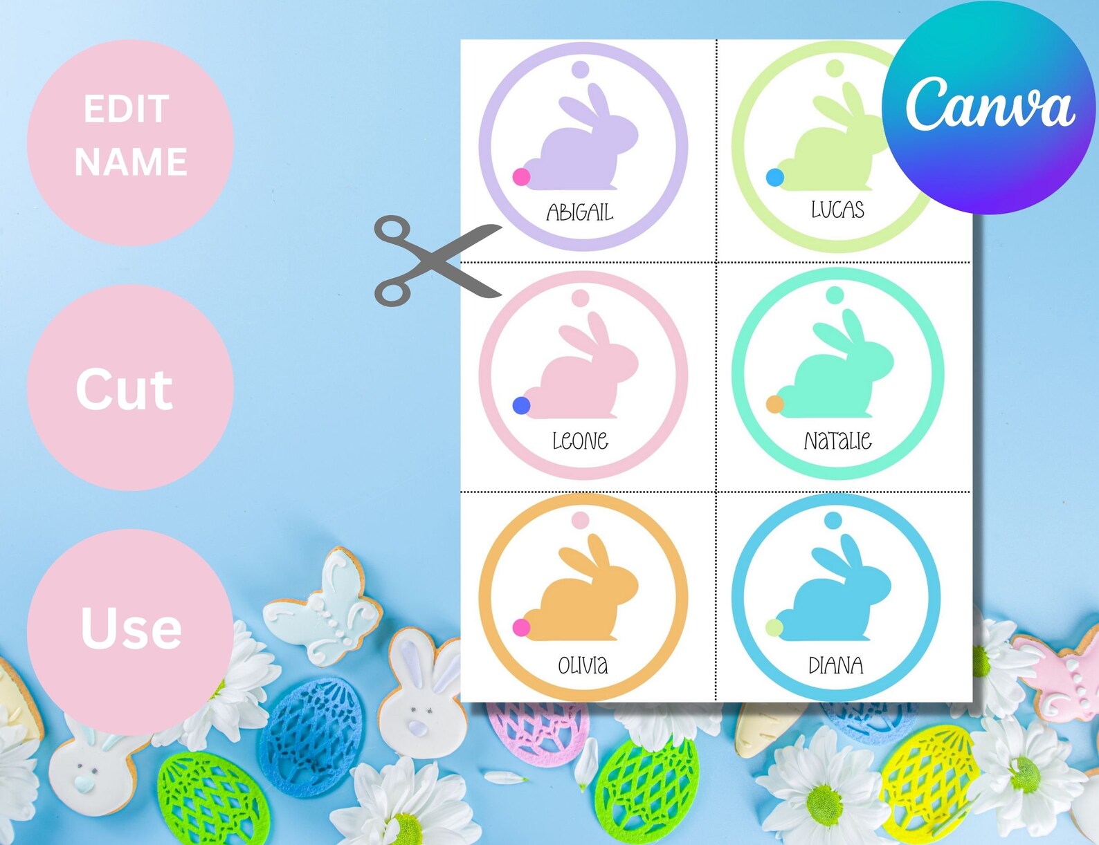 PRINTABLE Easter Tags, Easter Basket Tags, Personalized, Editable in ...