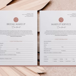 Bridal + Service Makeup Contract Template, Editable Wedding makeup form, Canva template, Freelance service, Artist Contract, Contract forms