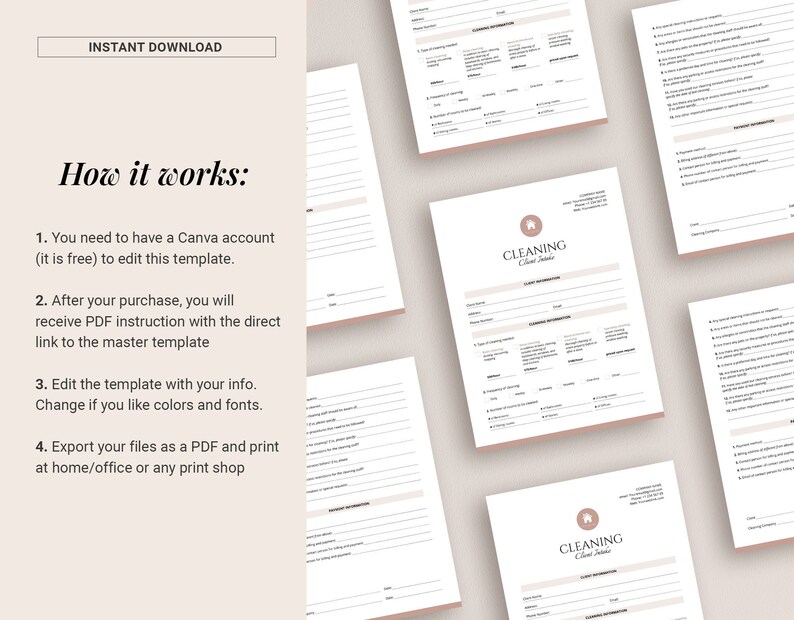 Editable Client Intake Form Template, Cleaning Service Business Form ...