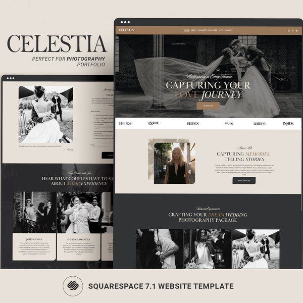 Photography Squarespace Website Template, Wedding Photographer Website, Squarespace 7.1 portfolio template