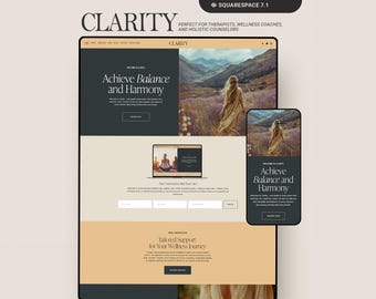 Therapeut Wellness Coach Website Template, Squarespace Website Template, Ganzheitlicher Ratgeber Website, Klarheit