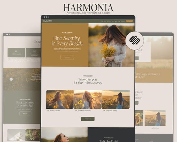 Therapist Squarespace Website Template, Wellness Coach Squarespace Template, Holistic Counselor Website, Wellness Website