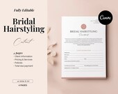 Editable Bridal Hair Contract Template, Canva template, Hairstyling Services Agreement, Wedding Party Salon, Freelance Hairstylists forms