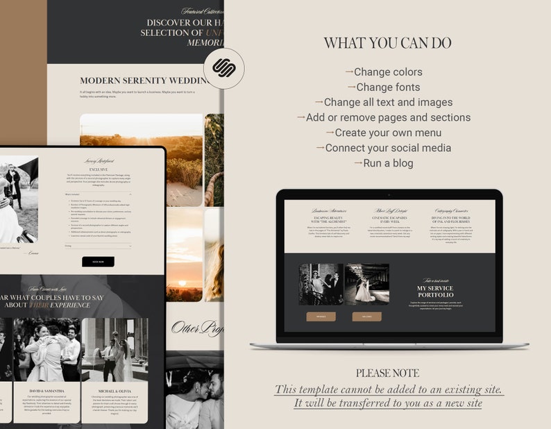 Photography Squarespace Website Template, Wedding Photographer Website, Squarespace 7.1 portfolio template image 6