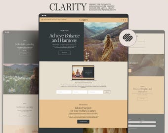 Squarespace Website Template, Therapist Wellness Coach Website Template, Holistic Counselor Website