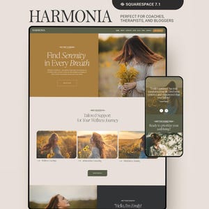 Wellness Coach Squarespace Website Template, Therapist Modern Website, Holistic Counselor Website, Bright Colorful Website Template