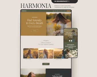 Wellness Coach Squarespace Website Template, Therapist Modern Website, Holistic Counselor Website, Bright Colorful Website Template
