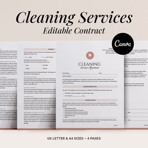 Editable Cleaning services agreement, Cleaning Contract template, Client services contract, Commercial Residential agreements, Canva