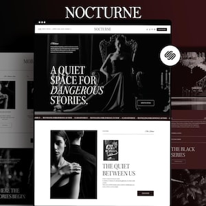 Dark Romance Author Squarespace Template, Fiction Writer Website Design - Nocturne