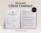 Photography Client Contract Template, Editable Client Agreement for Photographers, Photographer Marketing Business form, Canva Template