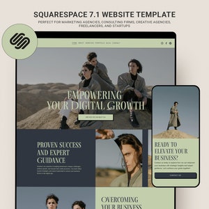 Squarespace Website Template, Marketing Agency, Consulting, Virtual Assistant, Social Media Website theme, Bright Colorful Design
